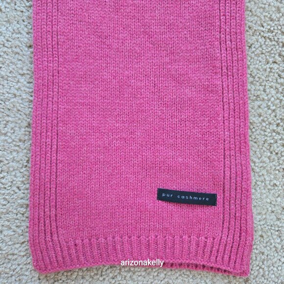 Pur Cashmere Accessories - Pur Cashmere Pink Knit Scarf With Ribbed Border